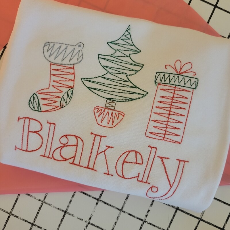 Stocking Tree Present Sketch-Boy