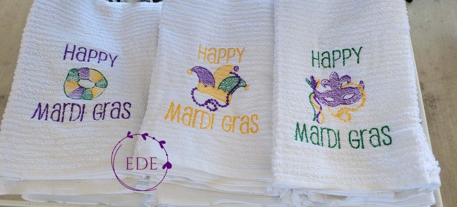 Mardi Gras kitchen towel trio