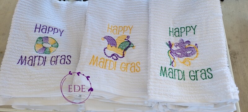 Mardi Gras kitchen towel trio