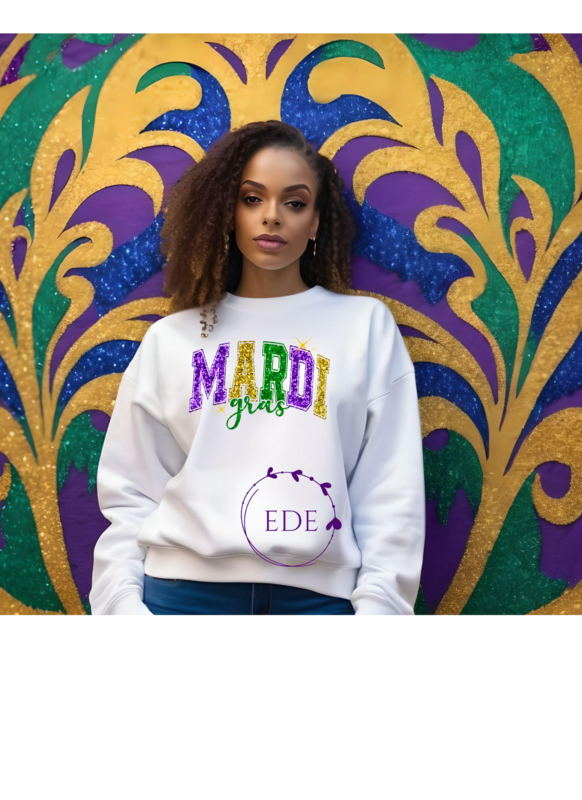 Mardi Gras Sequin2 Sweatshirt-Adult
