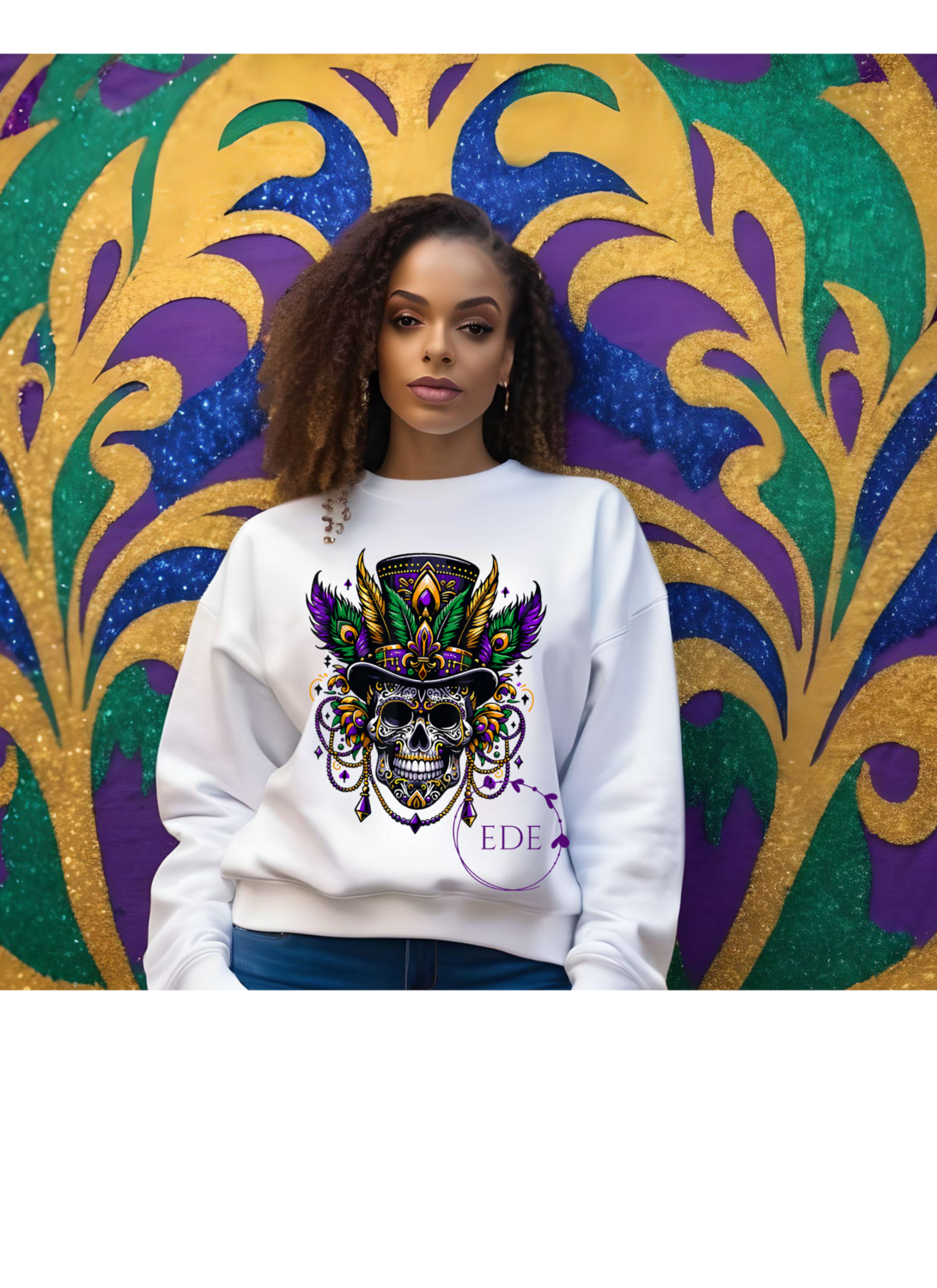 Mardi Gras Skeleton Sweatshirt-Adult