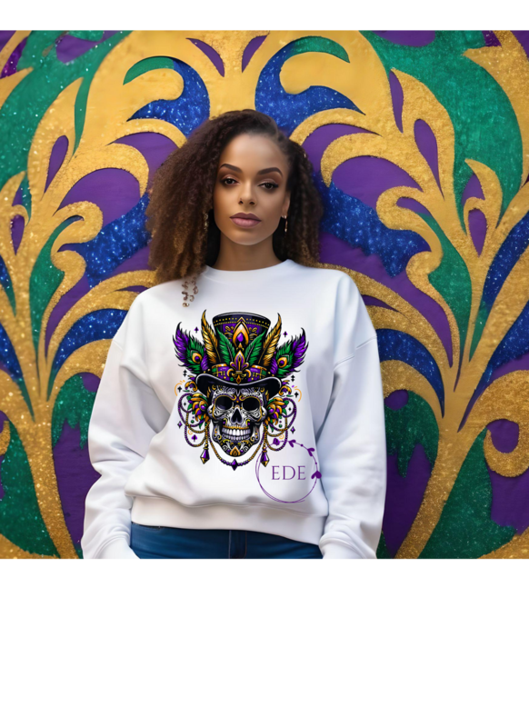 Mardi Gras Skeleton Sweatshirt-Adult