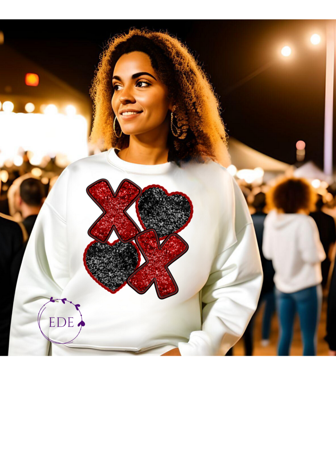 Valentines XOXO Sequin Sweatshirt-Adult