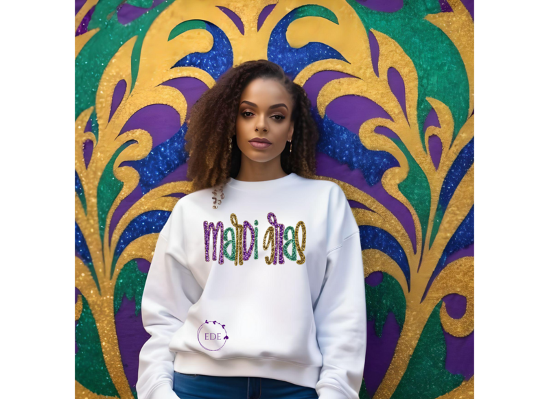 Mardi Gras sequin (print) Sweatshirt-Adult