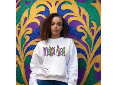 Mardi Gras sequin (print) Sweatshirt-Adult