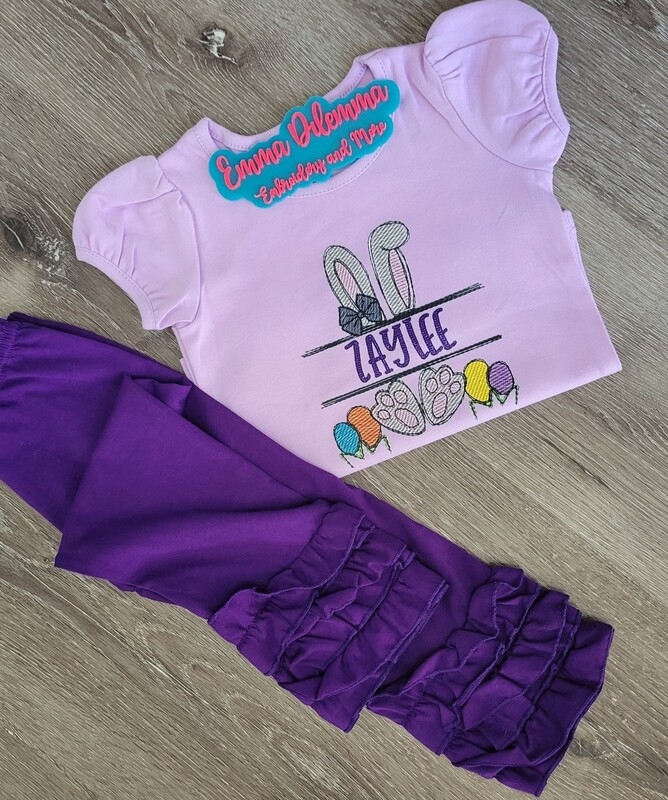 Easter Split Bunny w/name (embroidery)