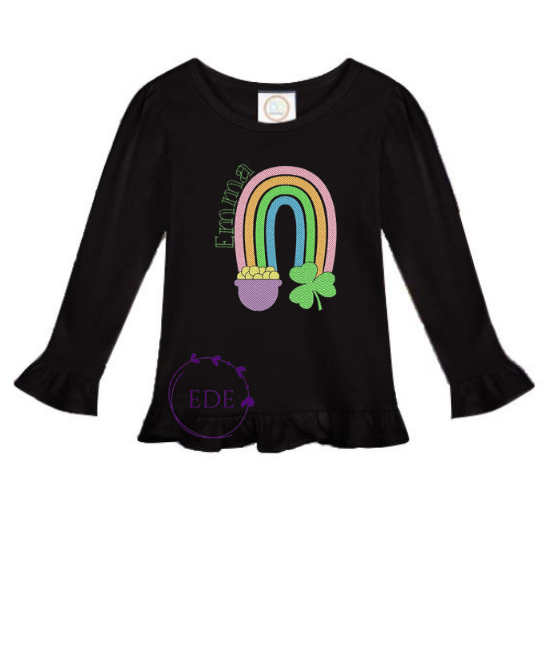 St Patrick's Day rainbow w/name (embroidery)