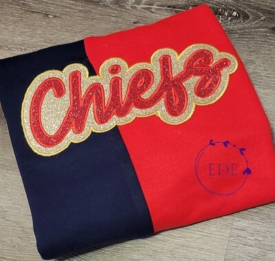 Double glitter appliqué double color sweatshirt