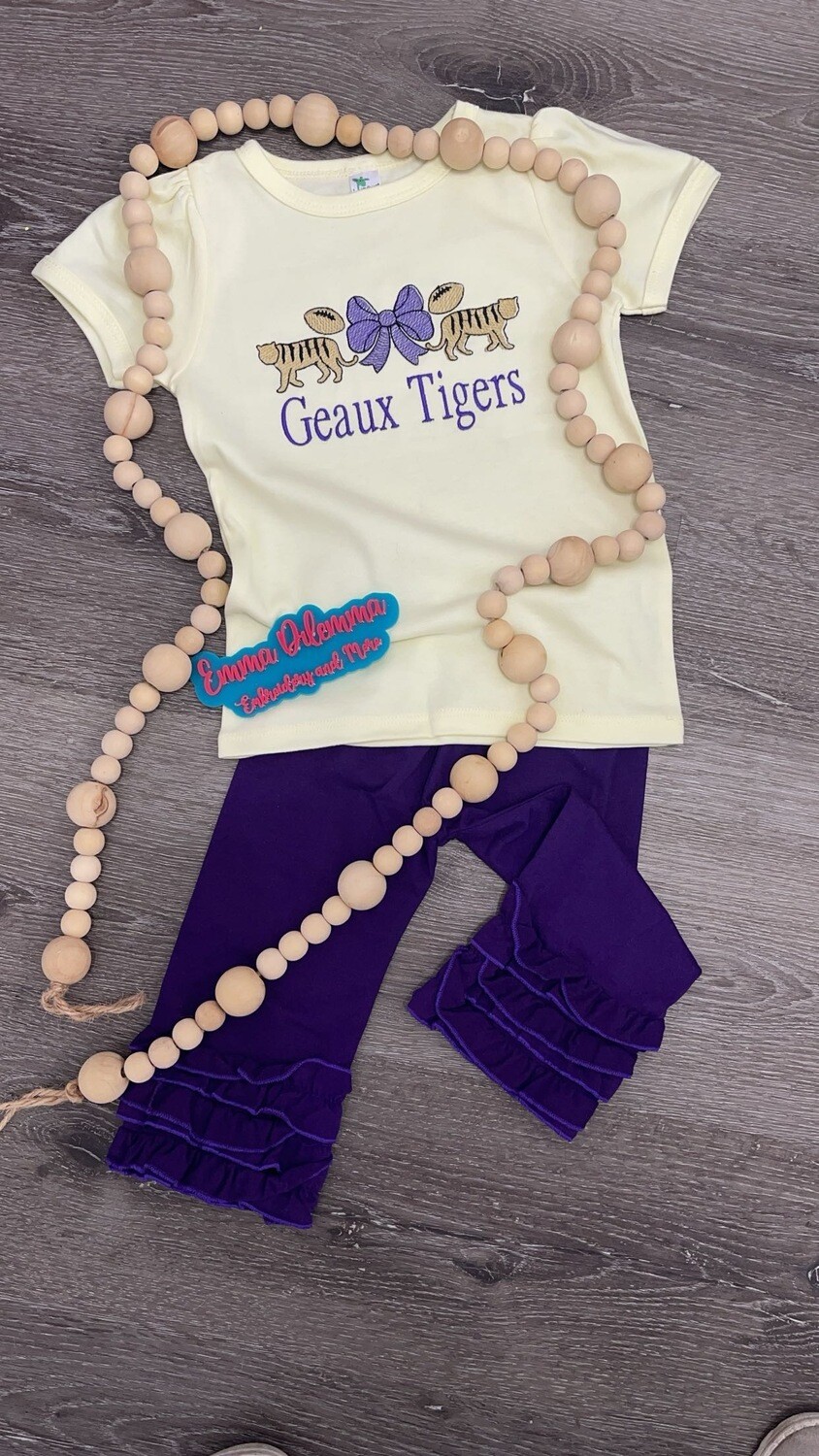 Yellow Embroidery  LSU T-Shirt