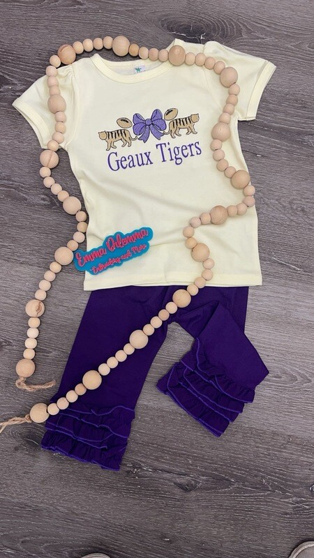 Yellow Embroidery  LSU T-Shirt