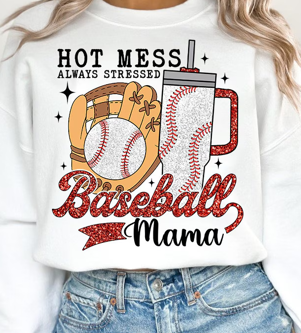 Hot Mess Baseball Mama