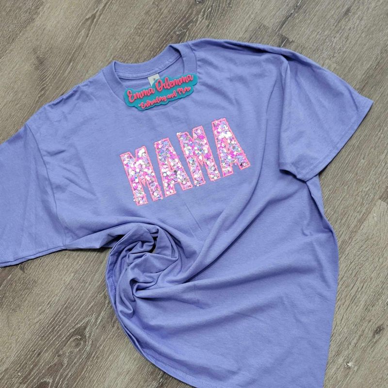 MAMA Embroidery and Applique T-Shirt