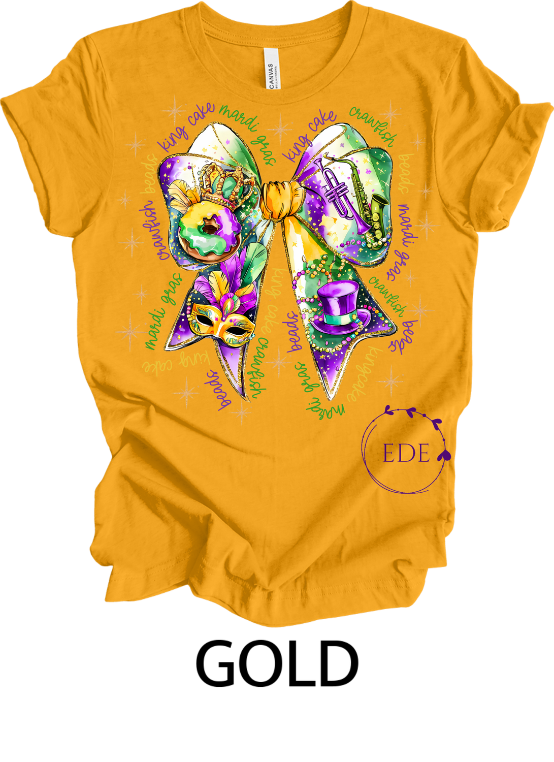 Mardi Gras Bow Short Sleeve Shirt-Adult