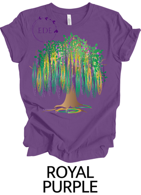 Mardi Gras Bead Tree Short Sleeve Shirt-Adult Mardi Gras Bead Tree Short Sleeve Shirt-Adult