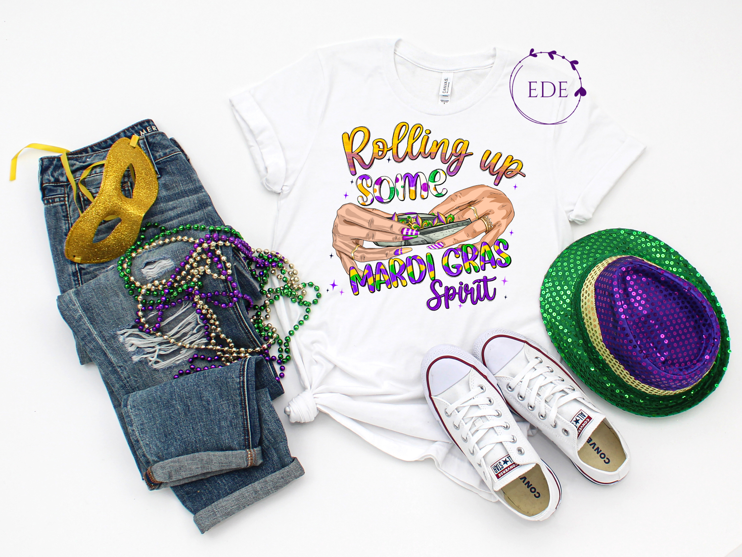 Mardi Gras Rolling up some Mardi Gras Short Sleeve Shirt-Adult