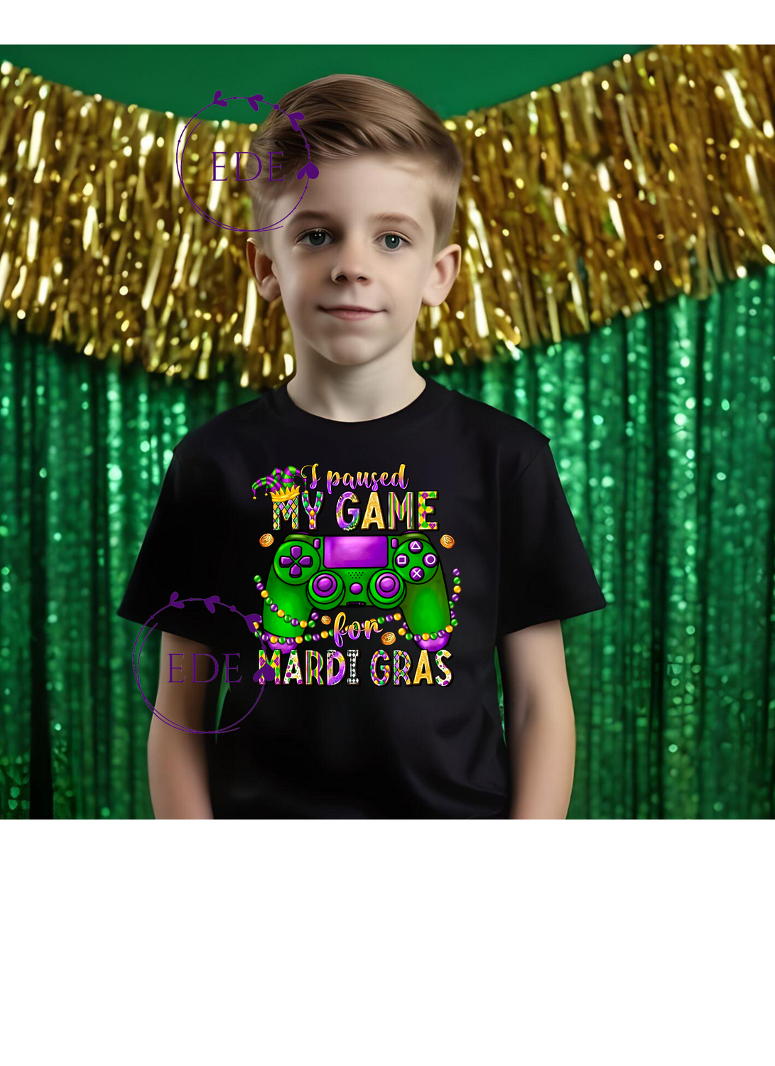 Mardi Gras Pause Shirt-Youth