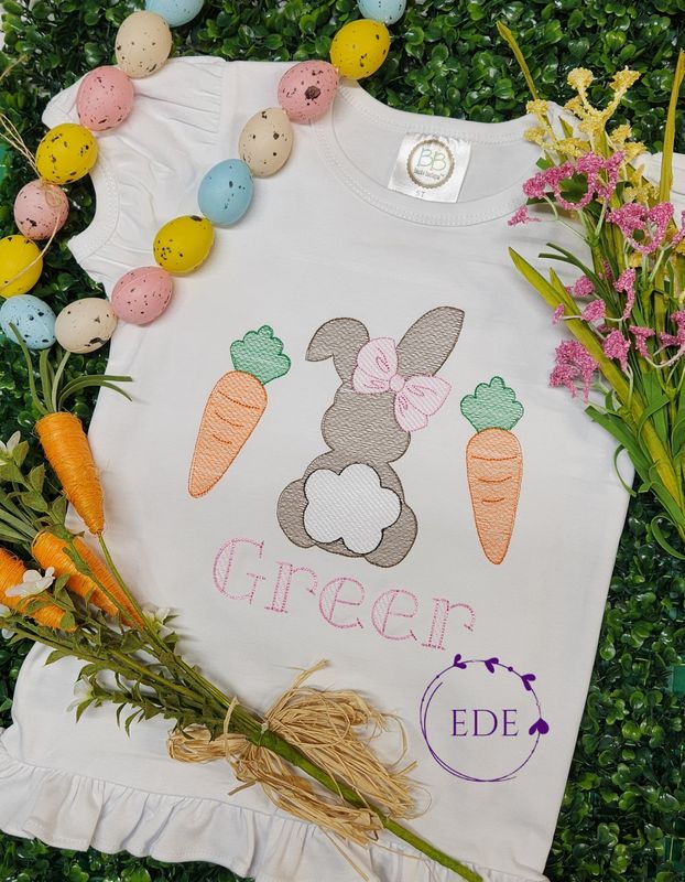 Easter bunny puffy tail with carrots Embroidery