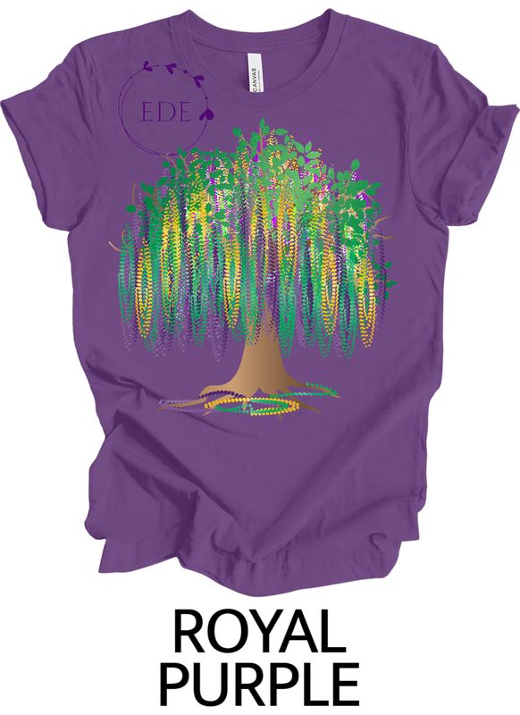 Mardi Gras Bead Tree Short Sleeve Shirt-Adult