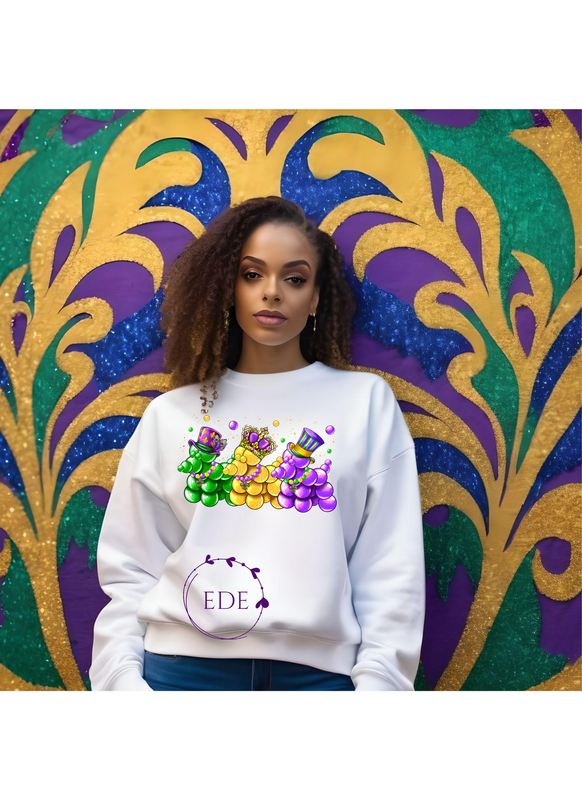 Mardi Gras Bead Dogs Sweatshirt-Adult