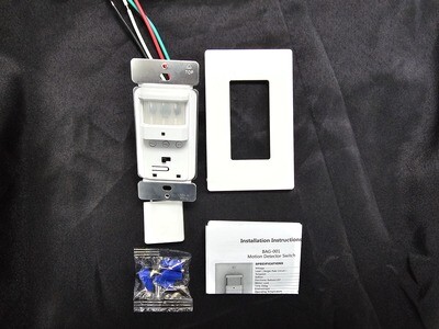 BRILLA Motion Sensor Light Switch , On/Off Override  5A , 1000Watt W/Plate Single Pole
