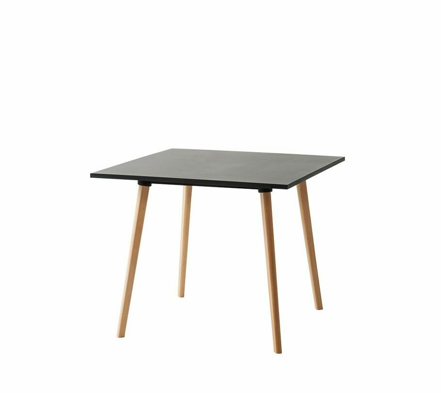 Tavolo fisso Gaber LOGIN con piano quadrato scuro e gambe in legno