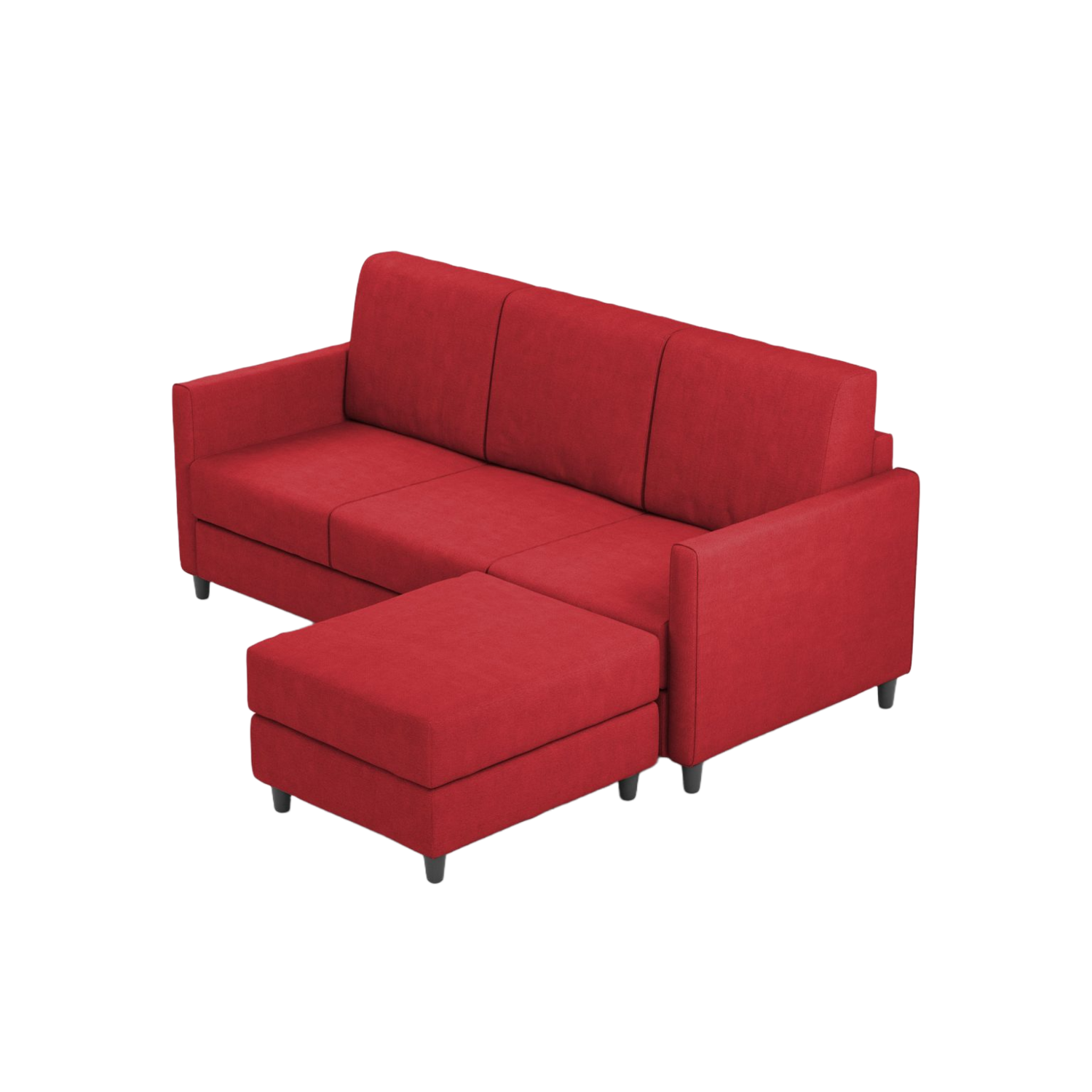 Ityhome KARAY Rosso | divano 3 posti con pouf