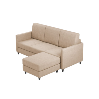 Ityhome KARAY Beige | divano 3 posti con pouf