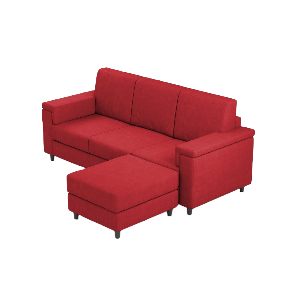 Ityhome MARRAK Rosso | divano 3 posti con pouf