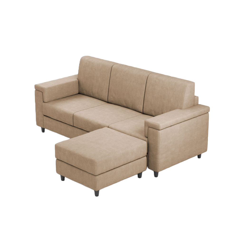 Ityhome MARRAK Beige | divano 3 posti con pouf