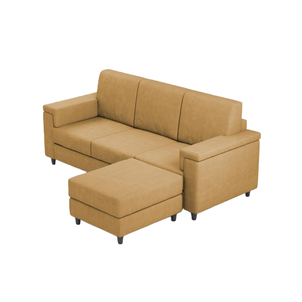 Ityhome MARRAK Ocra | divano 3 posti con pouf