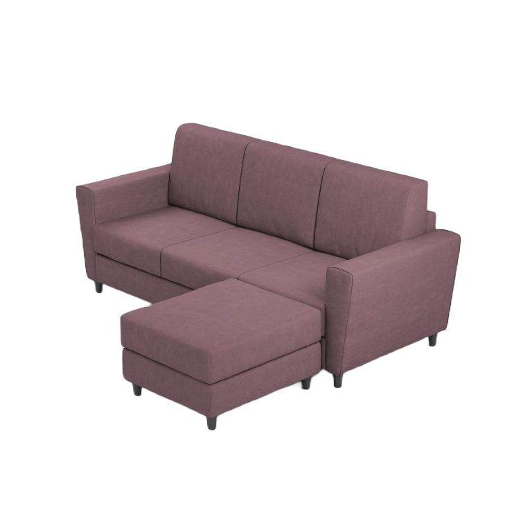 Ityhome YASEL Prugna | divano 3 posti con pouf