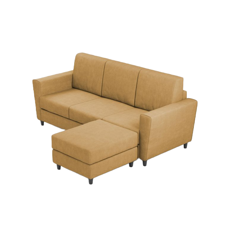 Ityhome YASEL Ocra | divano 3 posti con pouf
