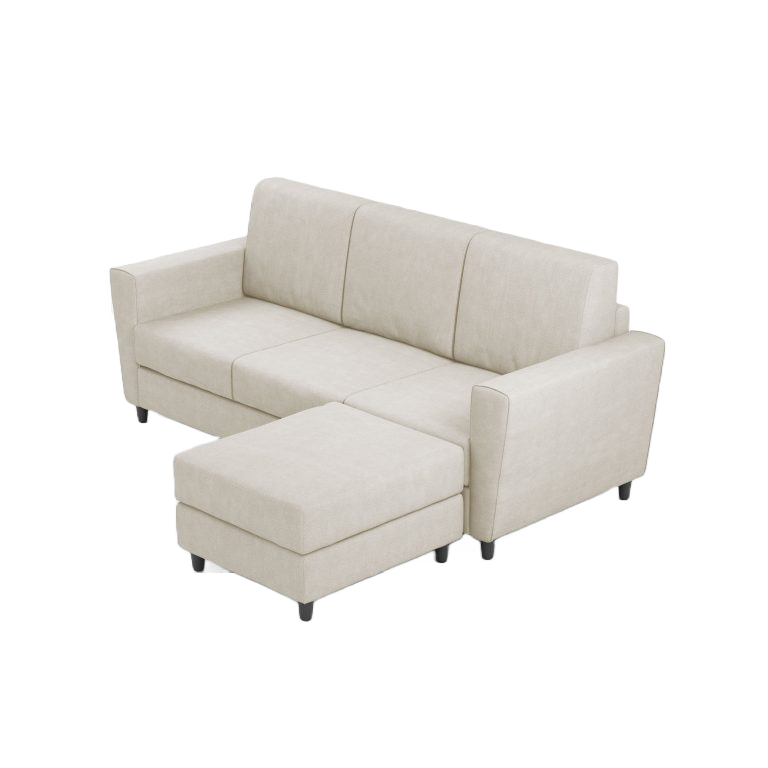 Ityhome YASEL Latte | divano 3 posti con pouf