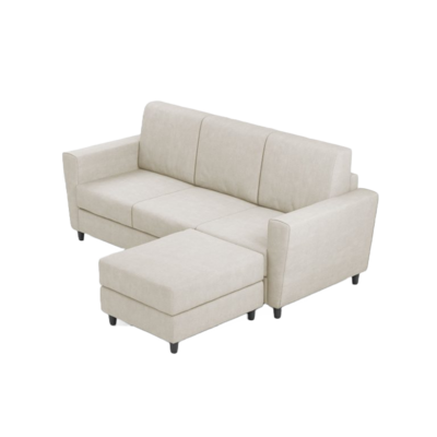 Ityhome YASEL Latte | divano 3 posti con pouf