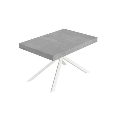 Itamoby Tavolo allungabile 90x140/244 cm Niket cemento gambe bianche Itamoby Tavolo allungabile 90x140/244 cm Niket cemento gambe bianche
