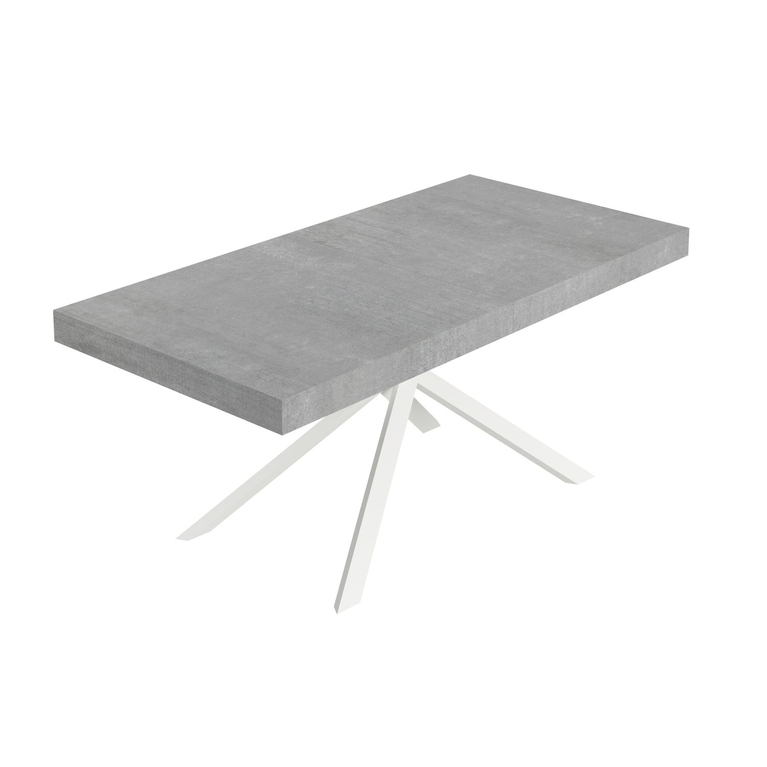 Itamoby Tavolo allungabile 90x200/460 cm Niket cemento gambe bianche