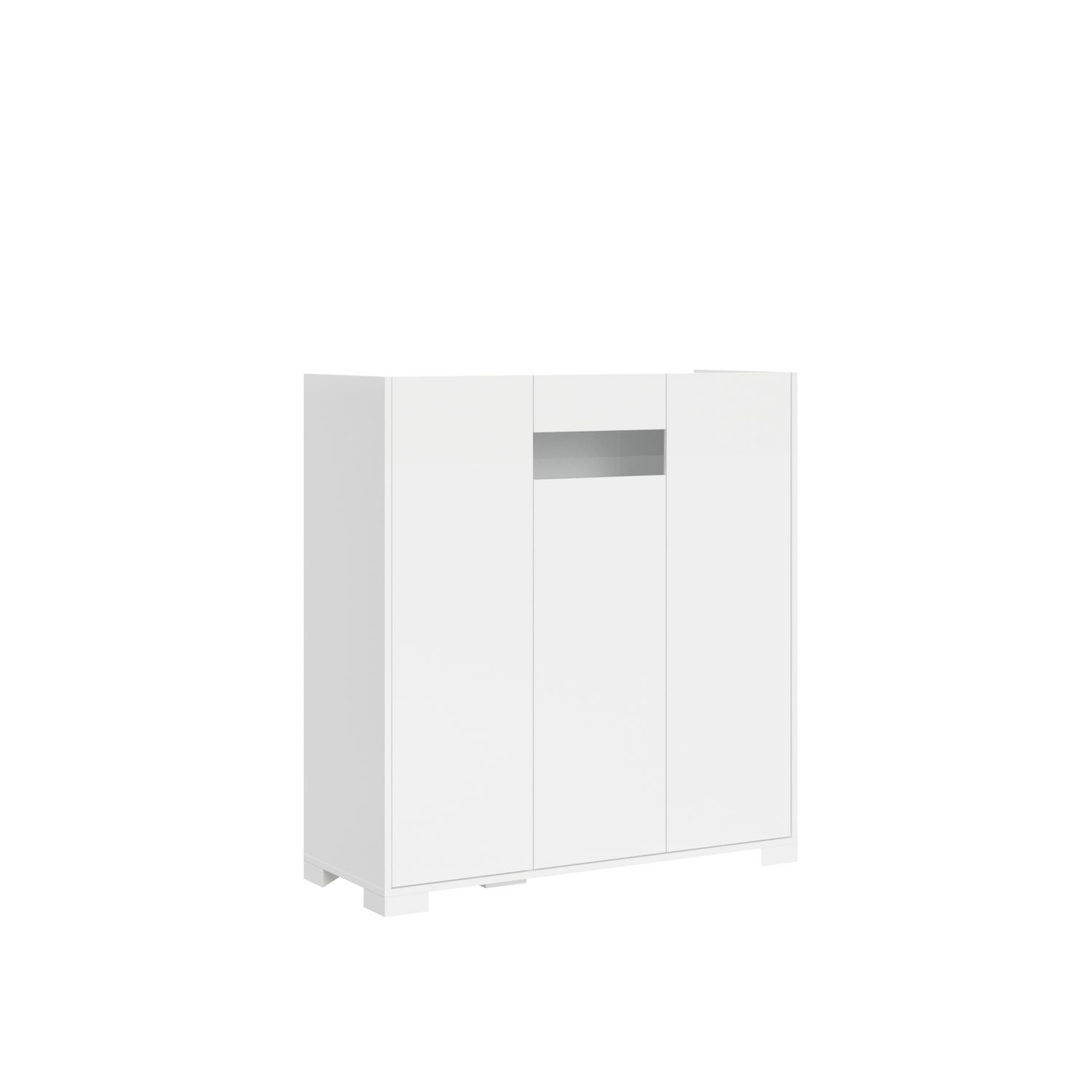 Credenza alta 3 ante 103x35x110 cm Riflesso bianco lucido