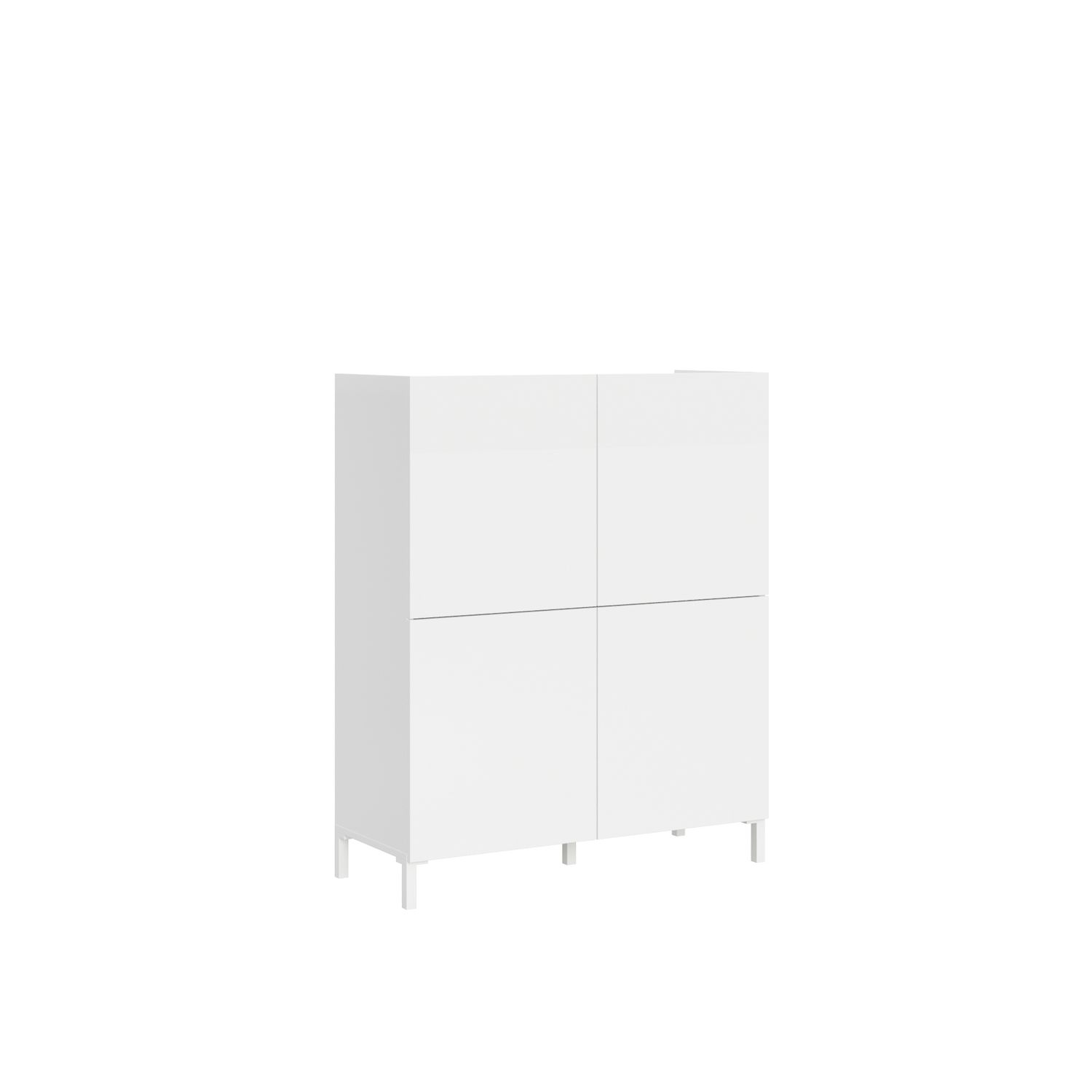 Credenza alta 4 ante 90x35x110 cm Solaria bianco lucido