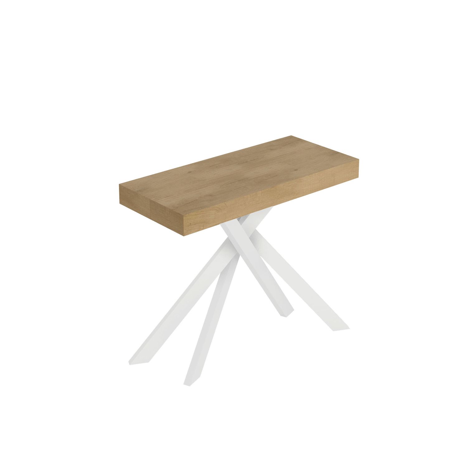 Consolle allungabile 90x40/300 cm Saki quercia natura gambe bianche