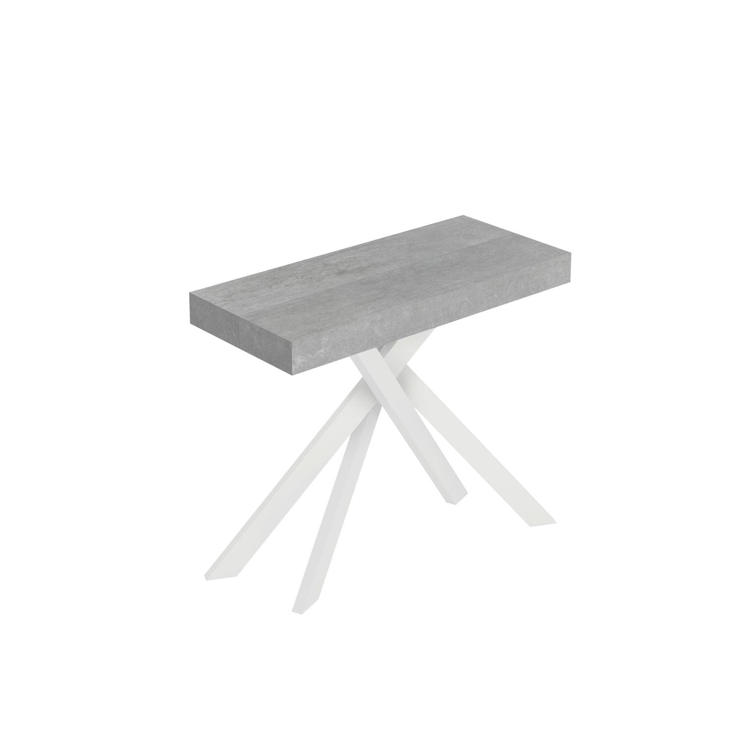 Consolle allungabile 90x40/300 cm Saki cemento gambe bianche