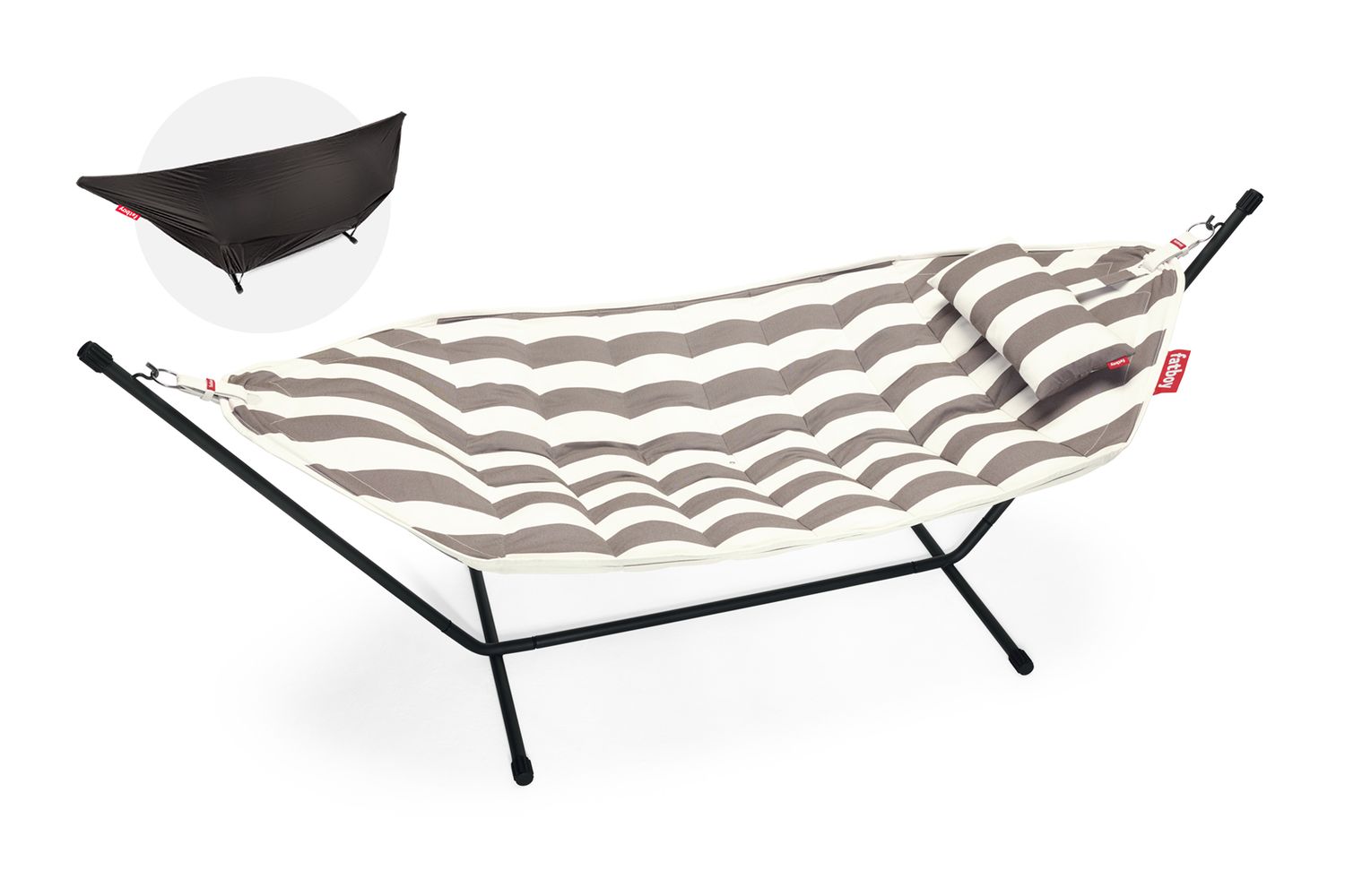 Fatboy Headdemock Superb Deluxe incl. Pillow, Struttura / Telaio Black, Stripe Cacao