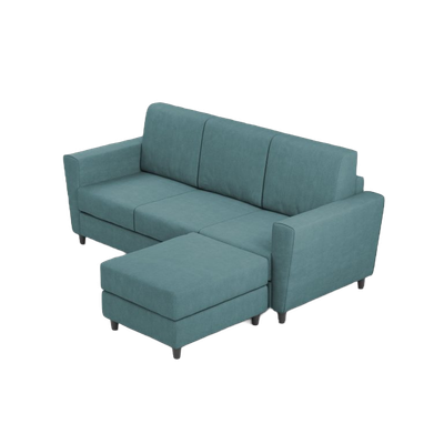 Ityhome YASEL Petrolio | divano 3 posti con pouf