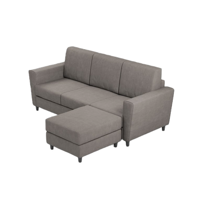 Ityhome YASEL Grigio | divano 3 posti con pouf