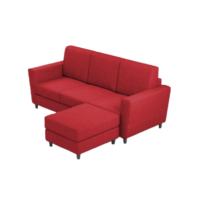 Ityhome YASEL Rosso | divano 3 posti con pouf