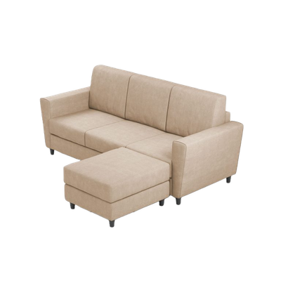 Ityhome YASEL Beige | divano 3 posti con pouf
