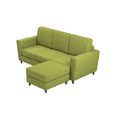 Ityhome YASEL Verde | divano 3 posti con pouf
