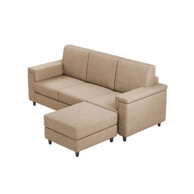 Ityhome MARRAK Beige | divano 3 posti con pouf