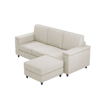 Ityhome MARRAK Latte | divano 3 posti con pouf