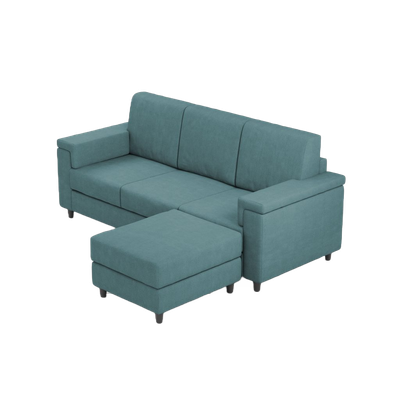 Ityhome MARRAK Petrolio | divano 3 posti con pouf