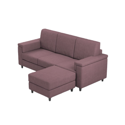 Ityhome MARRAK Prugna | divano 3 posti con pouf